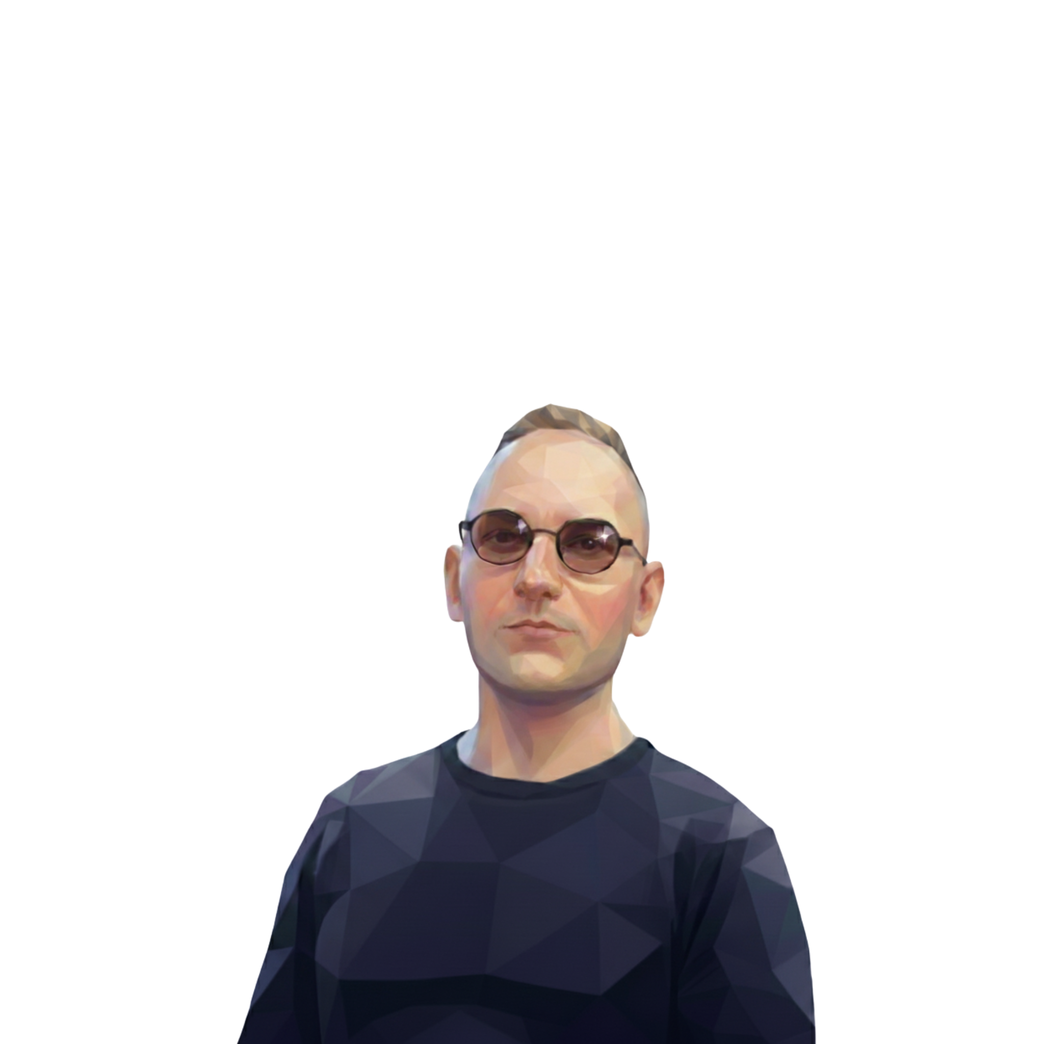 Polygon-style portrait of Lukas Vercik, technology leader and founder.